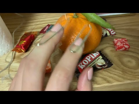 ASMR fruit tapping (paper clip nails)