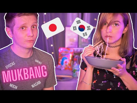 Probando Comida Japonesa y Snacks Koreanos ¦ ASMR Mukbang En Español