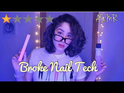 ASMR: Broke Nail tech gives you Manicure 💅🏻 (Gum Chewing + Aggressive sounds)