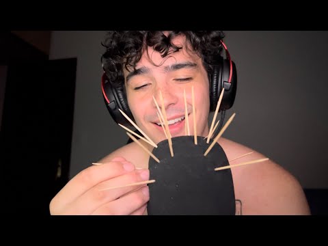 ASMR Wood Toothpick Plucking (sharp and scratches)