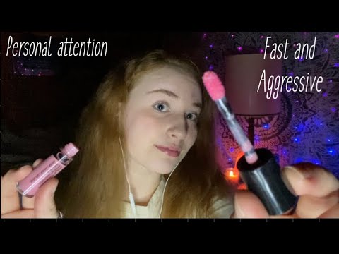 ASMR//Personal Attention//Fast And Aggressive 🤍 lipgloss, brushing, plucking negativity, up close