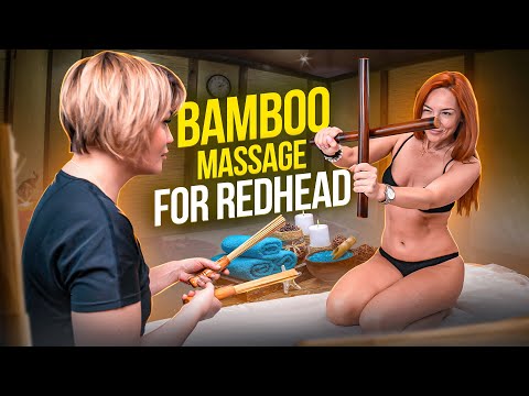 EXOTIC ASMR FOOT MASSAGE BY REDHEAD ALENA WITH BAMBOO STICKS