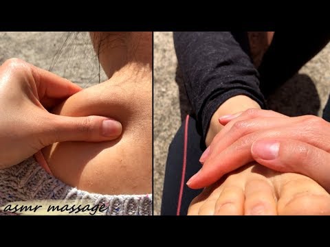 ASMR *UP CLOSE* Body Massage OUTDOORS IN THE SUN! One handed 😂 (Neck, Shoulders, Arms, Legs, Feet)