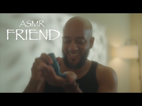 ASMR FRIEND Roleplay | Examining Facial Products | Gentle Voice