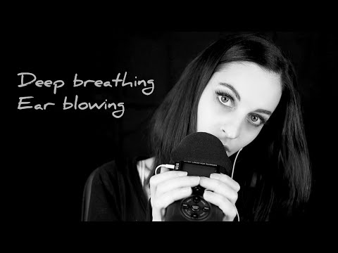 ASMR Slow Deep Breathing and Ear to Ear Blowing for Sleep, Relaxing Whispers triggers// B&W part 2
