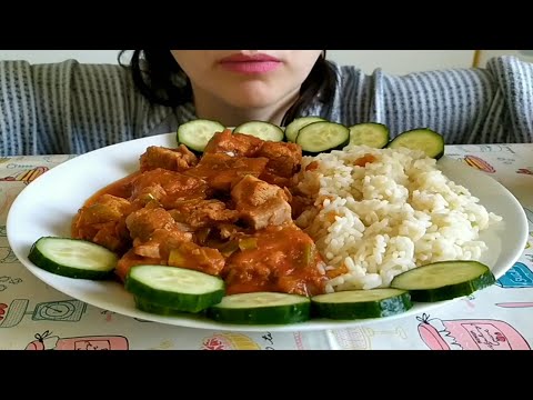 ASMR Eating SPICY CHICKEN CURRY with RICE/Eating Indian Food * Real Sounds Eating Show