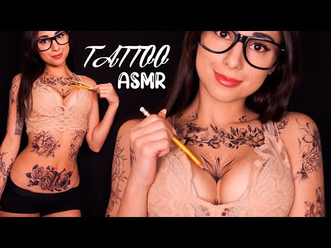 ASMR Tattoo Tracing on my Body 2 ✏️ (Skin Sounds, Visual Triggers, Whispered Tingles)