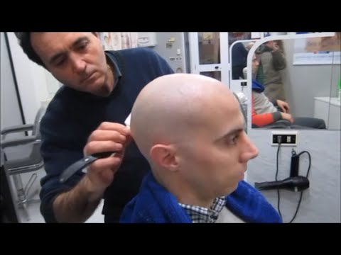 Complete head and face shave - ASMR natural sounds barber shop