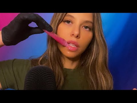 Intense ASMR Mouth Sounds | No Talking: Eating & Cleaning your Face with ULTRA-STICKY Lip Gloss