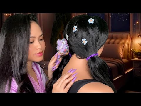 ASMR Mom Plays With Your Hair + Back Scratch, Tracing, Face Brushing | Personal Attention Lite Gum
