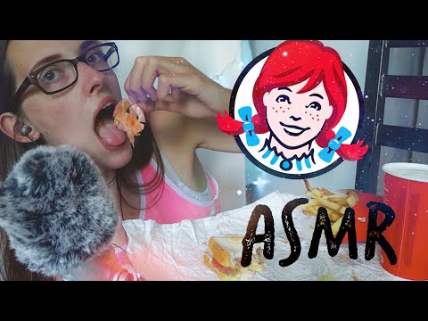 ASMR EATING - Wendy's Burger, Fries, and Frosty!