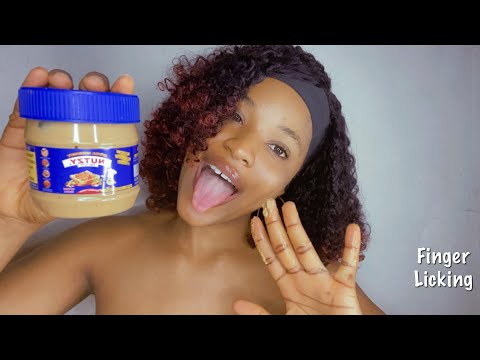 ASMR Finger Licking and Sucking off Peanut Butter| Wet Mouth Sounds
