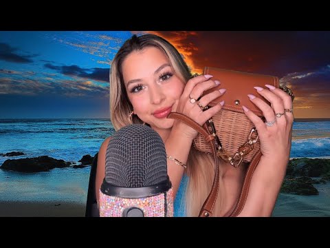 ASMR what’s in my cute summer beach bag 🏝️🐚 (tapping + ocean sounds)