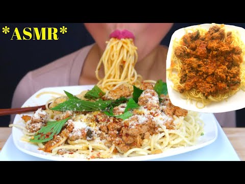 ASMR MEAT SAUCE SPAGHETTI Beefy Cheesy Pasta Bolognese *BIG BITES* Slurping Noodles Eating Sounds