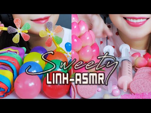 RAINBOW FOOD AND PINK FOOD ON SWEETY LINH-ASMR CHANNEL❤‍❤‍❤‍