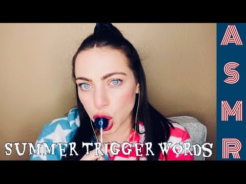 ASMR | Summer Trigger Words + Blue Raspberry Lollipop | Mouth Sounds