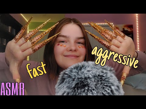 ASMR WITH CLAWS -mic scratching, nail clicking, invisible triggers, tapping- fast & aggressive ⚡️