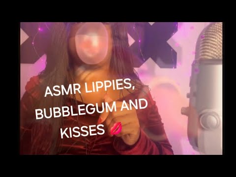 ASMR Lipstick 💄  Bubble Gum 💕 and  Kisses 💋