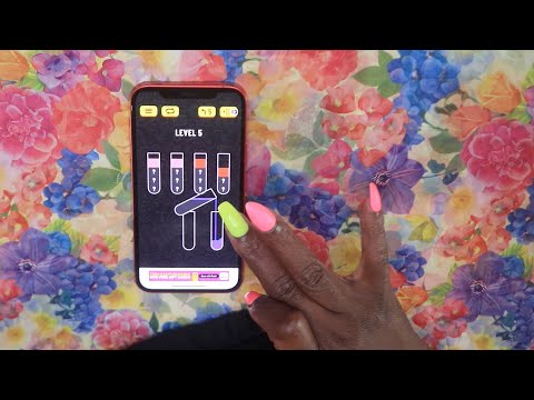 Playing Water Sort IPhone Game ASMR Chewing Gum