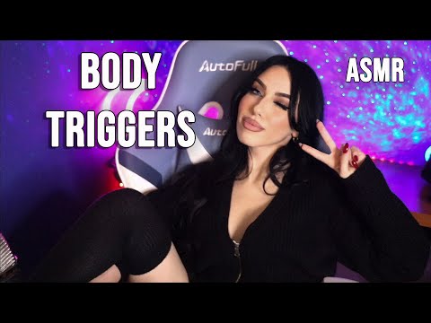 ASMR - Body Triggers & Clothes Scratching (fast collarbone tapping, socks scratching, hand sounds)