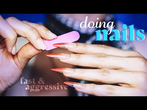 ASMR ~ Doing Nails ~ Fast & Aggressive Tapping, Long Nails (no talking)