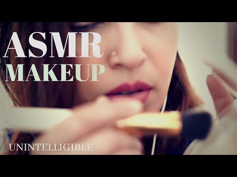 ASMR Relaxing Makeup (Closeup) | Inaudible / unintelligible