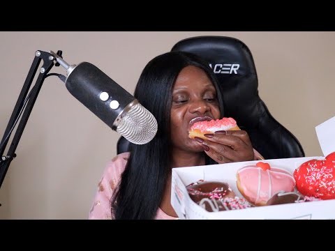 Krispy Kreme Valentines Dounuts ASMR Eating Sounds