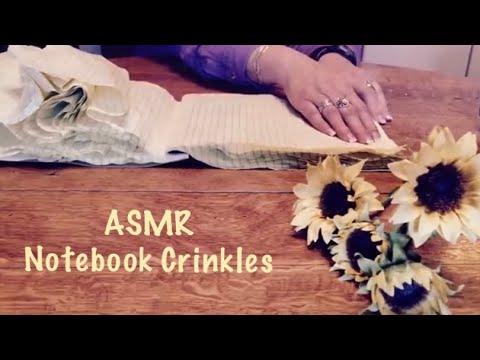 ASMR Page turning of super crinkly notebook paper #3 (No talking) Page smoothing/water damaged paper