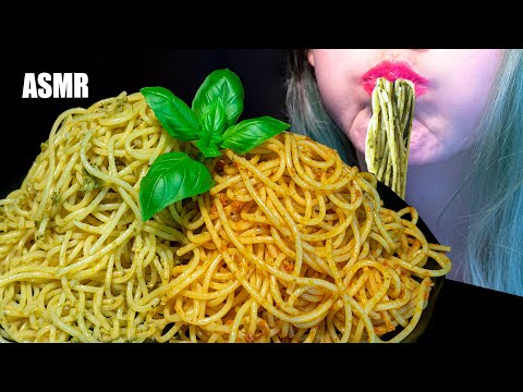 ASMR: BASIL PESTO & TOMATO PESTO SPAGHETTI | Big Bites Pasta 🍝 ~ Relaxing Eating [No Talking|V] 😻
