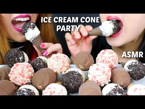 ASMR ICE CREAM CONE PARTY (EXTREME CRUNCH) 아이스크림 리얼사운드 먹방 アイスクリーム 冰淇淋 Kem cây | Kim&Liz ASMR