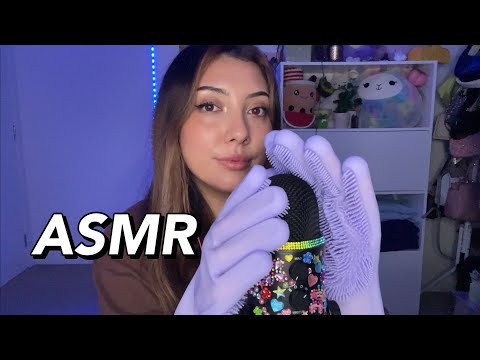 ASMR with dishwashing gloves 💜 ~specific & intense textured triggers on the microphone~ | Whispered