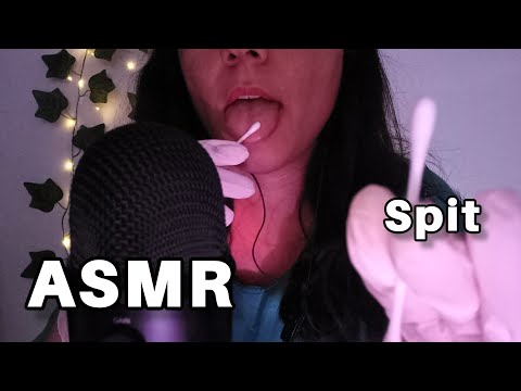 asmr ♡ Spit painting 💦👅 clean your eyes with cotton swab 👀 whispering ,tingly fast & aggressive ✨️🌙