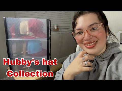 ASMR| Showing you my husbands hat collection 🧢-soft spoken & finger tip tapping