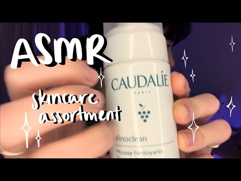 asmr: skincare bottles and boxes