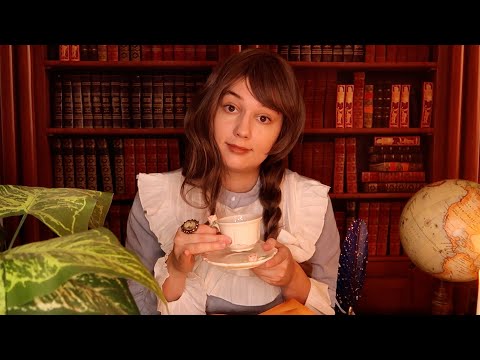 🕯 ASMR COZY SLEEPY VICTORIAN LIBRARY IN A RAINSTORM ☕ Perfect for Background Listening