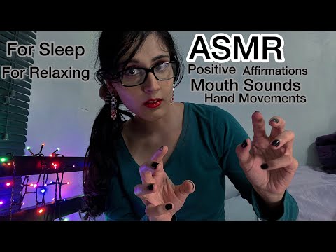 ASMR Hand Movements Positive Affirmations (Mouth Sounds) Soft Spoken ♡