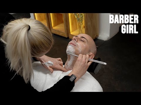 💈 Barber Girl | Face Shave with Massage at @nomadbarber  | BINAURAL ASMR