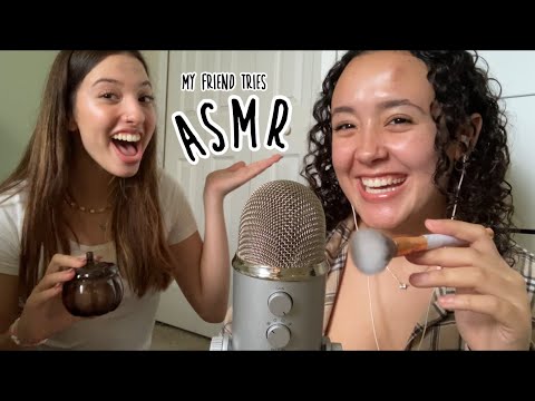 My friend TRIES ASMR for the first time…. (relaxing)