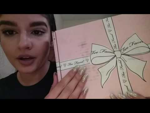 ASMR Too Faced Unboxing ♡Tapping,Whispering, Light Gum Chewing