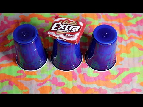 BLUE PLASTIC CUPS ASMR CHEWING EXTRA CINNAMON GUM SOUNDS
