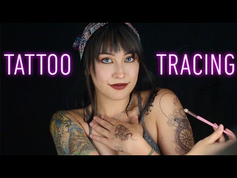 [ASMR] Tattoo Tracing! 🐍✨ (Soft Spoken, Brushing, Silly Meanings) +Revealing My Real Tattoos!