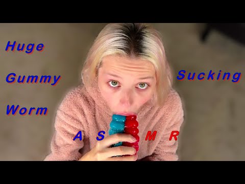 ASMR-Giant Gummy Worm Sucking