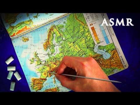 ASMR Map Tracing + Gum Chewing | European Routes 1968