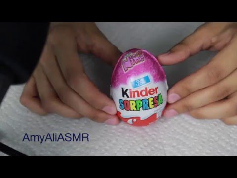 ASMR: Kinder Egg Surprise Whispered Unwrapping + Eating Sounds | AmyAliASMR