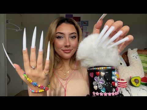 ASMR random triggers with long claw nails 💅😇🤣 | Whispered