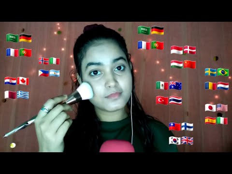ASMR "Makeup" in 35+ Different Languages with Brushing