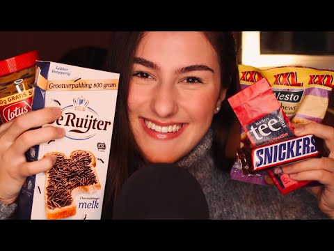 [ASMR] RANDOM FOOD TRIGGER + WHISPERING 🍪// (tracing, crinkle sounds, Show and Tell...) IsabellASMR