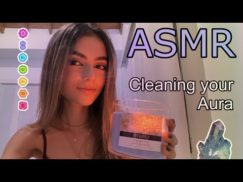 ASMR// cleaning your aura 🧘🏼‍♀️ (whispers, visual triggers & hand movements)