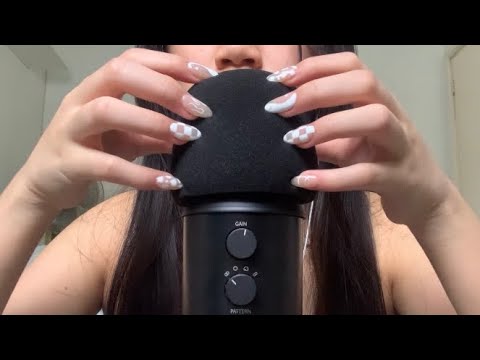 ASMR 10 minutes of PURE mic scratching w acrylics ( with & without cover - no talking )