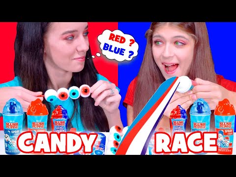 ASMR Candy Race Eating Red VS Blue